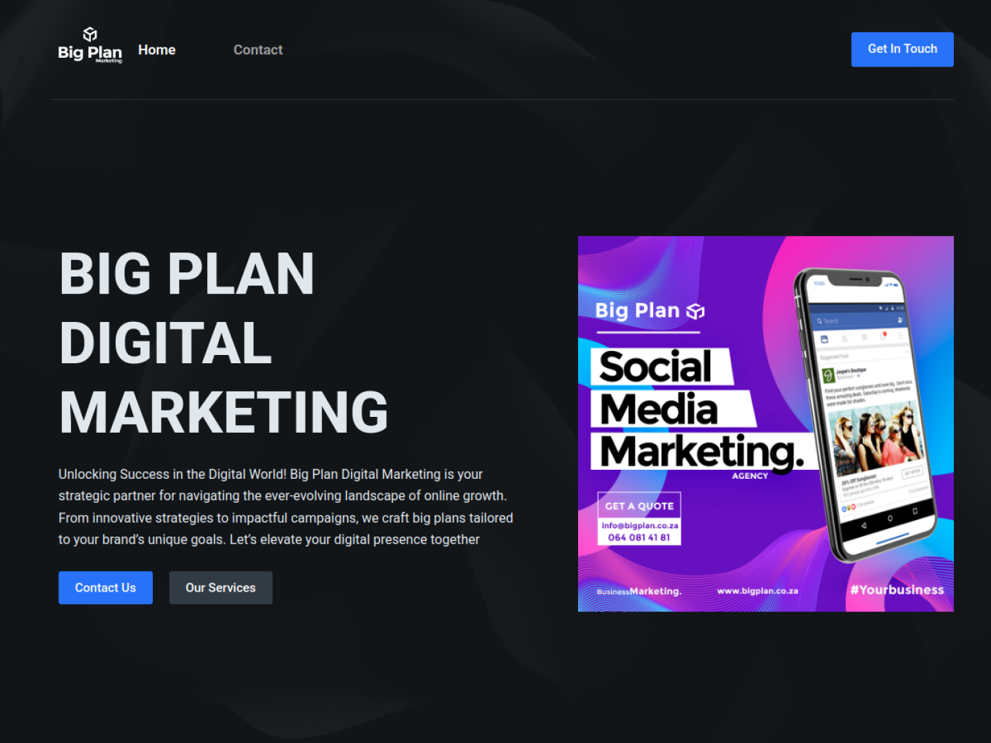 Big Plan website project from our portfolio